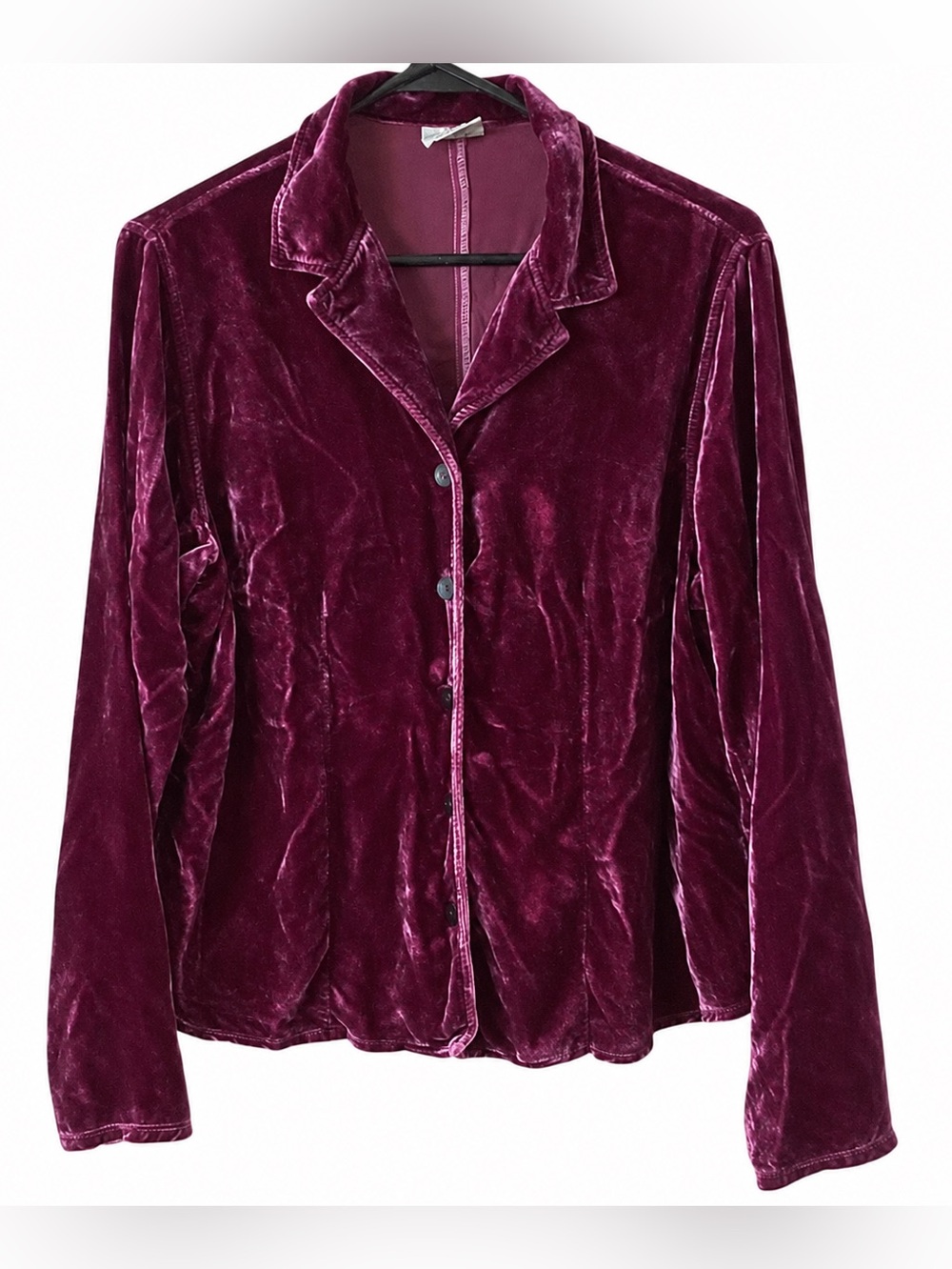 Click Color Me Cotton Velvet Burgundy Jacket M 90s VTG Whimsigoth Rayon Blazer